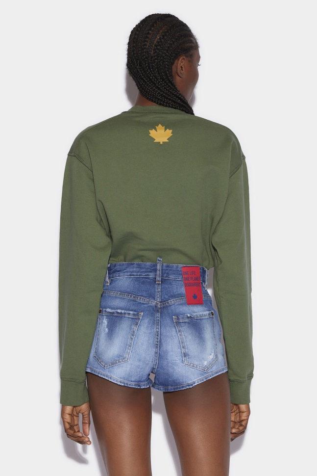 Dsquared2 Iconic Red Tab High Waist Partially Organic Cotton Hot Pants - Image 2