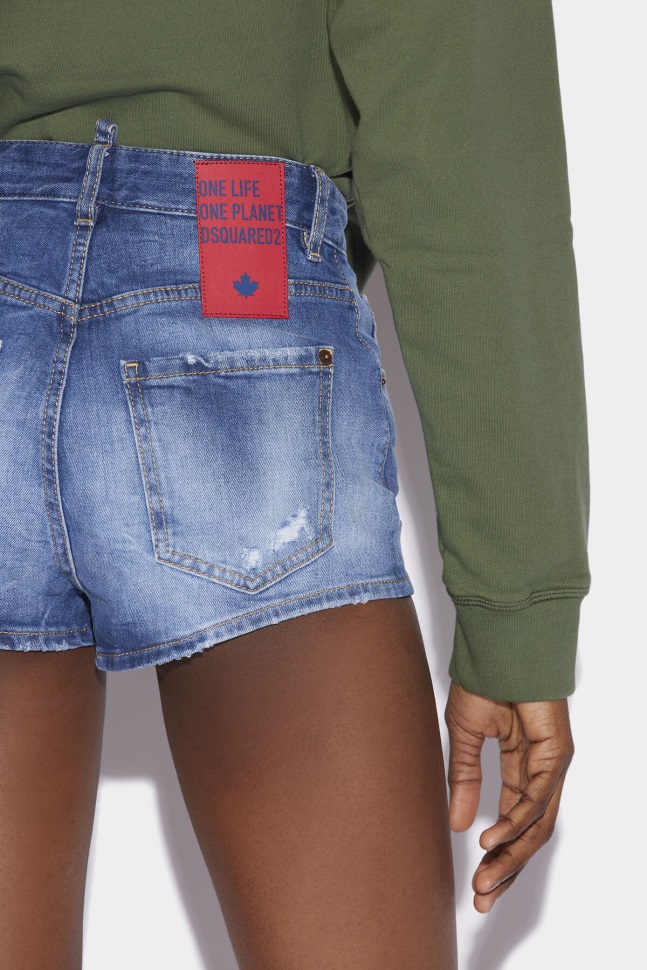 Dsquared2 Iconic Red Tab High Waist Partially Organic Cotton Hot Pants - Image 3