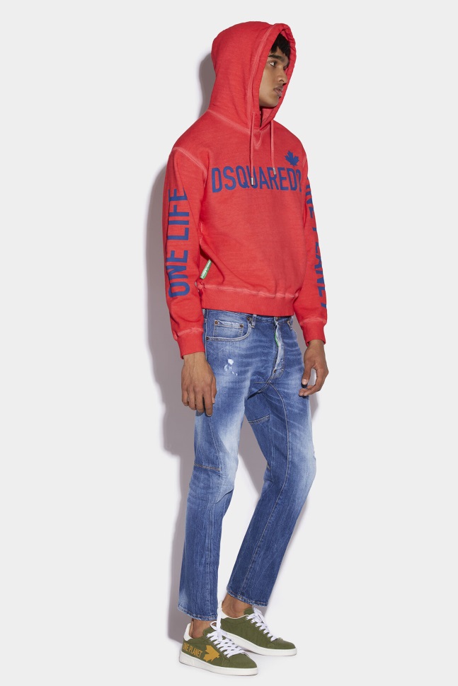 Dsquared2 Iconic Red Tab Partially Organic Cotton Tidy Biker Jeans - Image 1