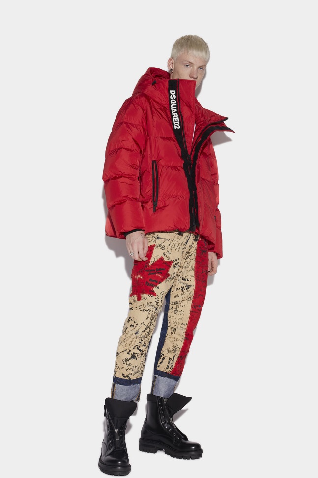 dsquared2_iconic_red_velcro_logo_zip_puffer.jpg Dsquared2 Iconic RED Velcro Logo Zip Puffer - Image 1