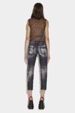 Dsquared2 Iconic Ripped Black Wash Jennifer Cropped Jeans - Image 2