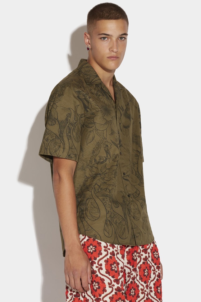 dsquared2_iconic_sand_bowling_shirt.jpg Dsquared2 Iconic SAND Bowling Shirt - Image 1