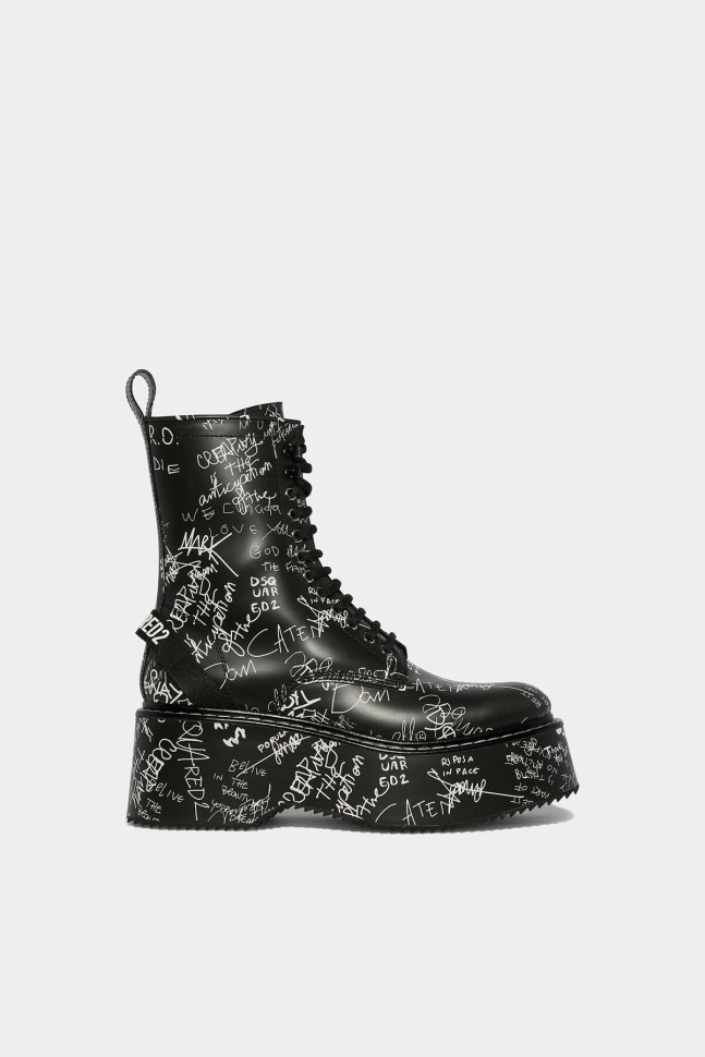 dsquared2_iconic_scribbles_combat_ankle_boots_black_fantasy.jpg Dsquared2 Iconic Scribbles Combat Ankle Boots BLACK/FANTASY - Image 1