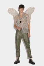 Dsquared2 Iconic Scruffed Leather Combat Trousers BEIGE/MILITARY GREEN
