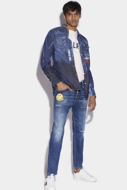 Dsquared2 Iconic Smiley Partially Organic Cotton Skater Jeans
