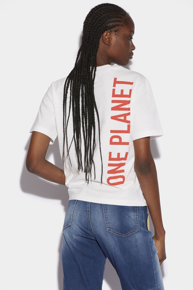 Dsquared2 Iconic Smiley Partially Recycled Cotton Renny Fit T-Shirt WHITE - Image 2