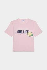 Dsquared2 Iconic Smiley Partially Recycled Cotton Renny Fit T-Shirt WHITE/PINK