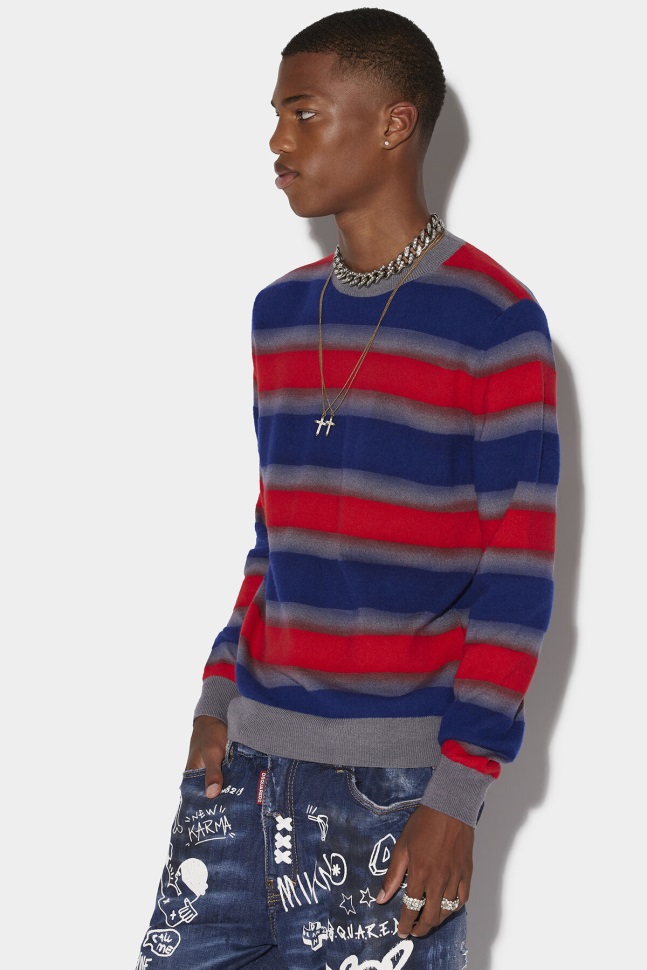 dsquared2_iconic_stripes_round_neck_sweater.jpg Dsquared2 Iconic Stripes Round Neck Sweater - Image 1