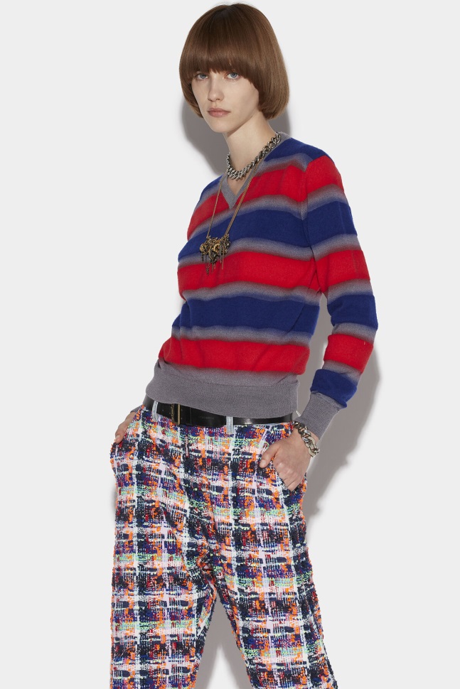 dsquared2_iconic_stripes_v_neck_sweater_blue_fantasy.jpg Dsquared2 Iconic Stripes V-Neck Sweater BLUE/FANTASY - Image 1