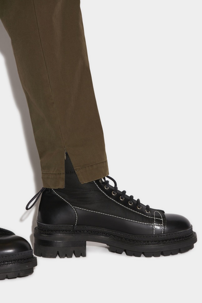Dsquared2 Iconic Super Light New Dan Trousers WHITE/DARK MILITARY GREEN - Image 4