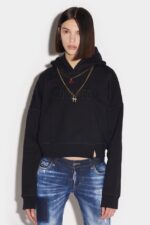 Dsquared2 Iconic Uneven Hoodie RED/BLACK - Image 3