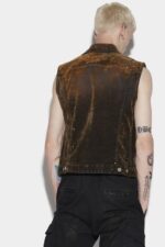 Dsquared2 Iconic Velvet Denim Vest SALMON/MILITARY GREEN - Image 2