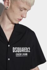 Dsquared2 Iconic WHITE/BLACK Ceresio 9 Bowling Shirt - Image 3