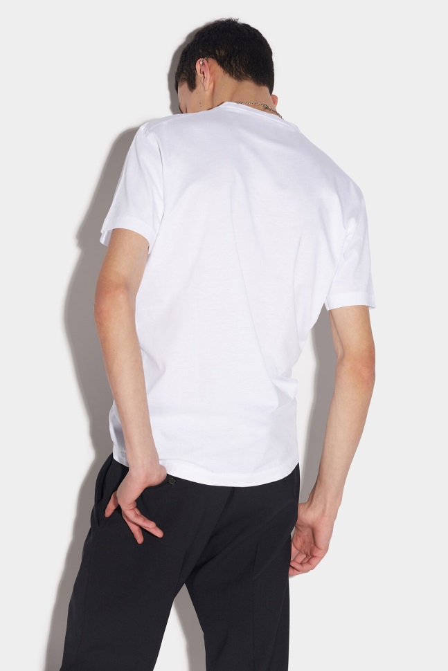 Dsquared2 Iconic WHITE/BLACK Mini Logo Ceresio 9 T-Shirt D2 - Image 2