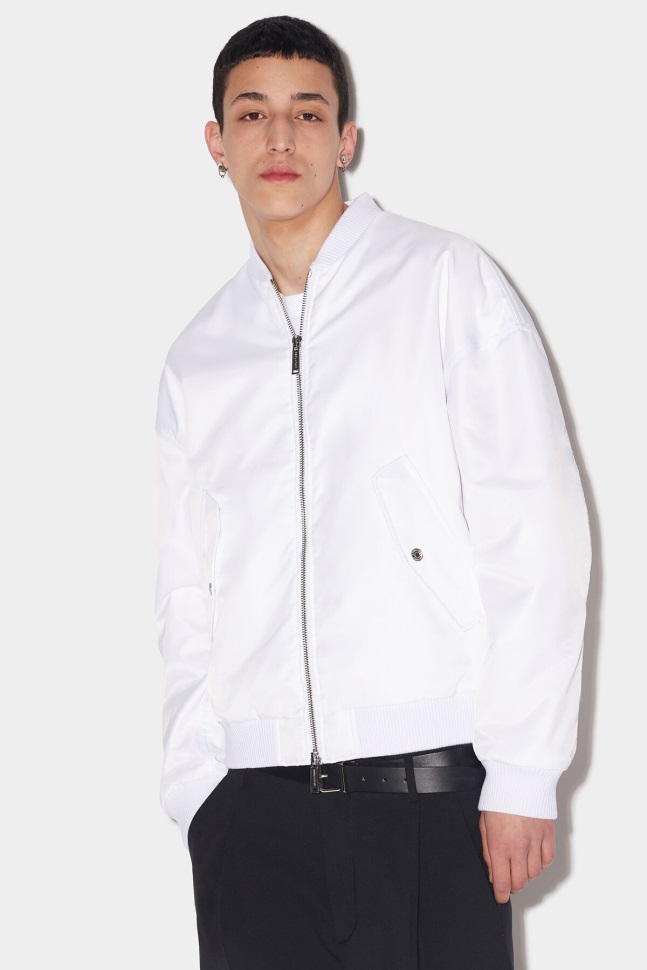 dsquared2_iconic_white_eviction_bomber.jpg Dsquared2 Iconic WHITE Eviction Bomber - Image 1