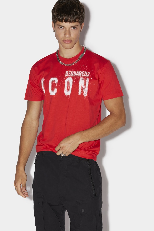 dsquared2_iconic_white_fantasy_icon_spray_cool_t_shirt.jpg Dsquared2 Iconic WHITE/FANTASY Icon Spray Cool T-Shirt - Image 1