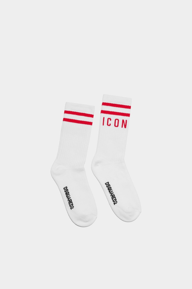dsquared2_iconic_white_grey_melange_ds2_kids_socks.jpg Dsquared2 Iconic WHITE/GREY MELANGE DS2 Kids Socks - Image 1