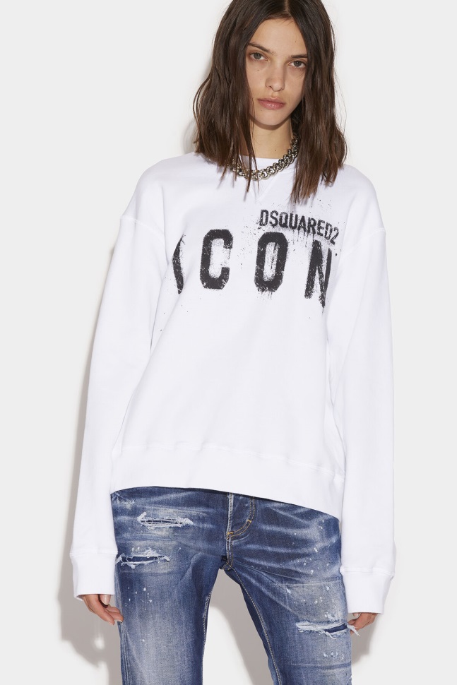 dsquared2_iconic_white_icon_forever_sweatshirt.jpg Dsquared2 Iconic WHITE Icon Forever Sweatshirt - Image 1