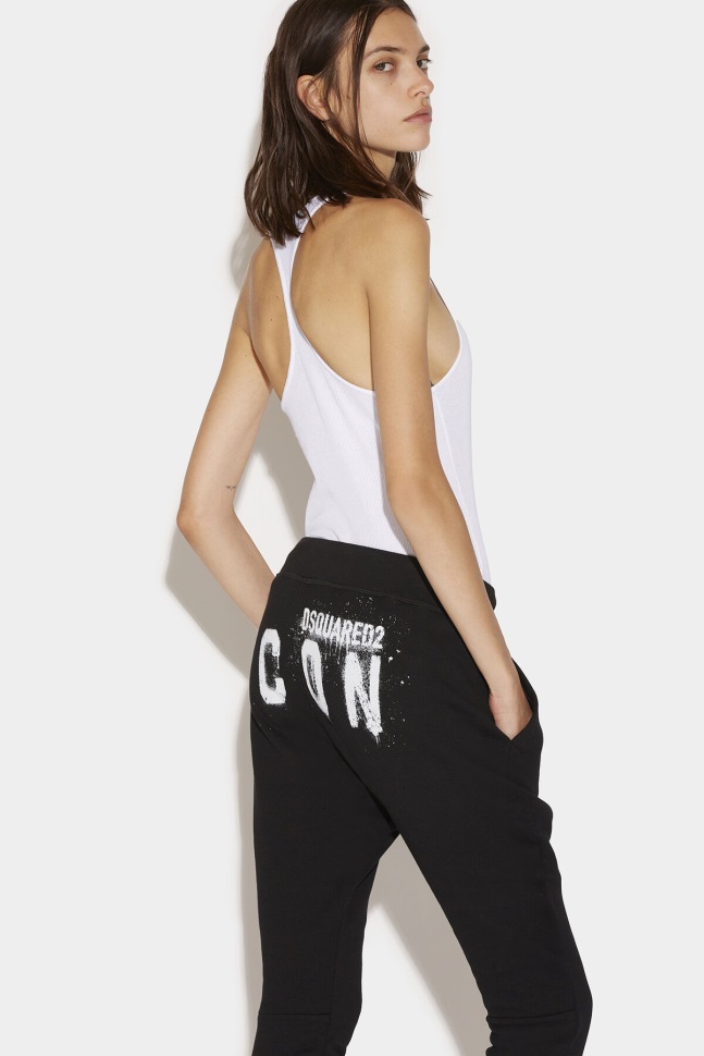 dsquared2_iconic_white_icon_spray_sweatpants.jpg Dsquared2 Iconic WHITE Icon Spray Sweatpants - Image 1