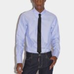 Dsquared2 Iconic WHITE/LIGHT BLUE Mini Logo 70's Shirt