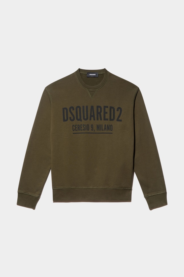 dsquared2_iconic_white_military_green_ceresio_9_cool_sweater.jpg Dsquared2 Iconic WHITE/MILITARY GREEN Ceresio 9 Cool Sweater - Image 1