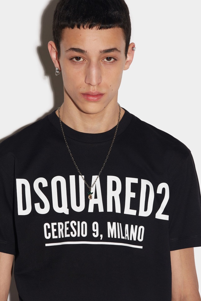 Dsquared2 Iconic WHITE/MILITARY GREEN Ceresio 9 Cool T-Shirt D2 WHITE - Image 3