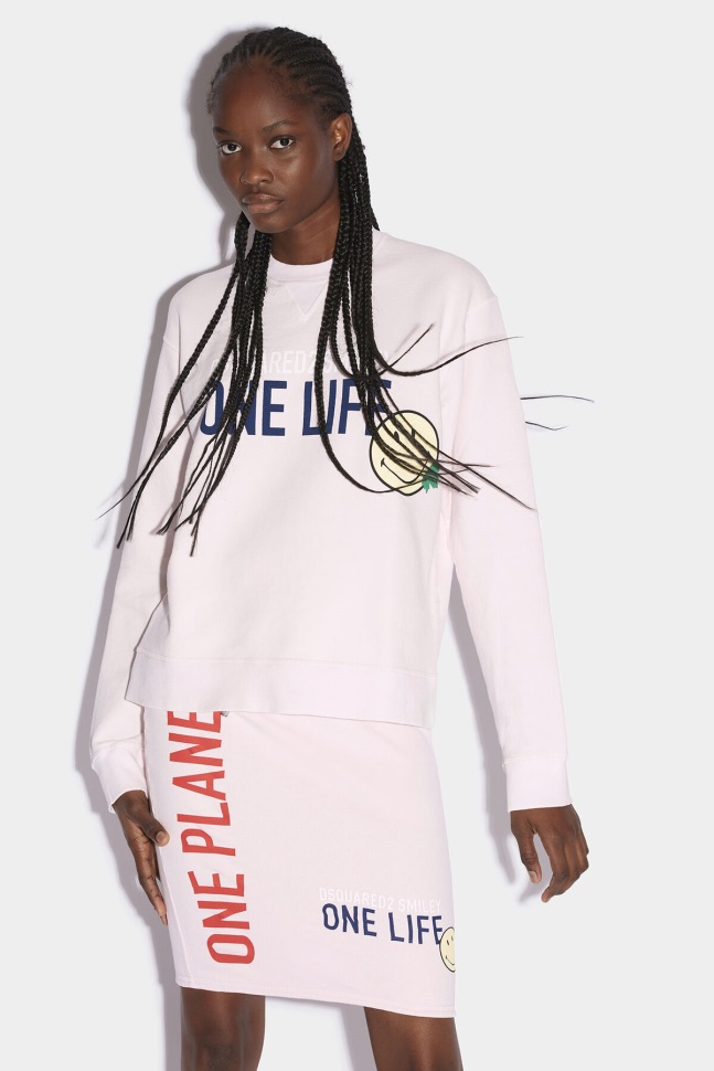 dsquared2_iconic_white_pink_smiley_organic_cotton_cool_fit_sweatshirt_d2.jpg Dsquared2 Iconic WHITE/PINK Smiley Organic Cotton Cool Fit Sweatshirt D2 - Image 1