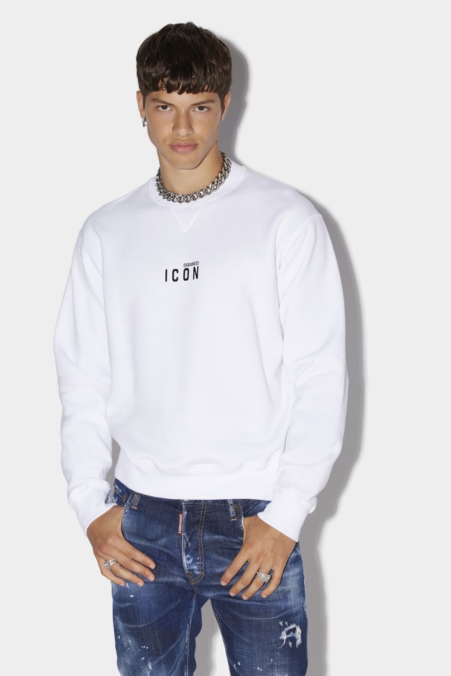 dsquared2_iconic_white_sky_be_icon_sweatshirt_d2.jpg Dsquared2 Iconic WHITE/SKY Be Icon Sweatshirt D2 - Image 1