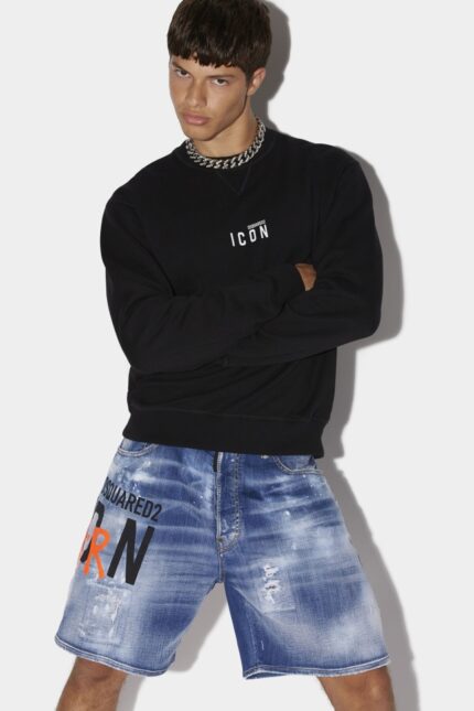 Dsquared2 Iconic WHITE/SKY Be Icon Sweatshirt D2 WHITE