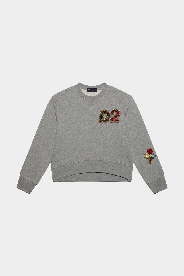 dsquared2_kids_sweatshirt_grey_melange.jpg Dsquared2 Kids Sweatshirt GREY MELANGE - Image 1