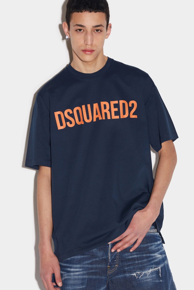 dsquared2_slouch_t_shirt_navy_blue_d2.jpg Dsquared2 Slouch T-Shirt NAVY BLUE D2 - Image 1