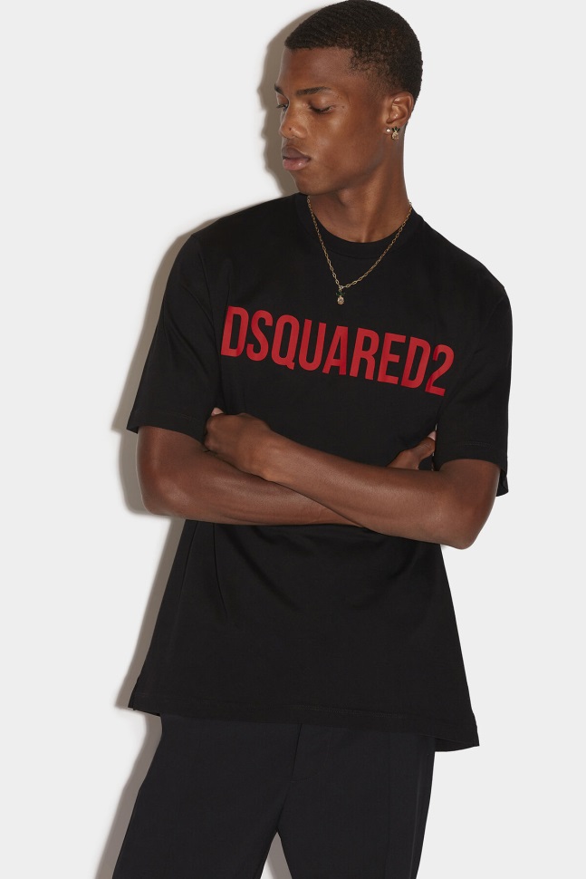dsquared2_slouch_t_shirt_white_navy_blue_d2.jpg Dsquared2 Slouch T-Shirt WHITE/NAVY BLUE D2 - Image 1
