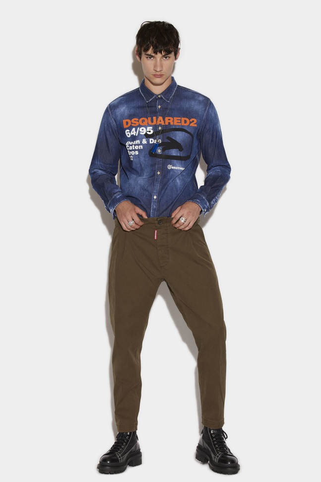 Dsquared2 Iconic Super Light New Dan Trousers WHITE/DARK MILITARY GREEN