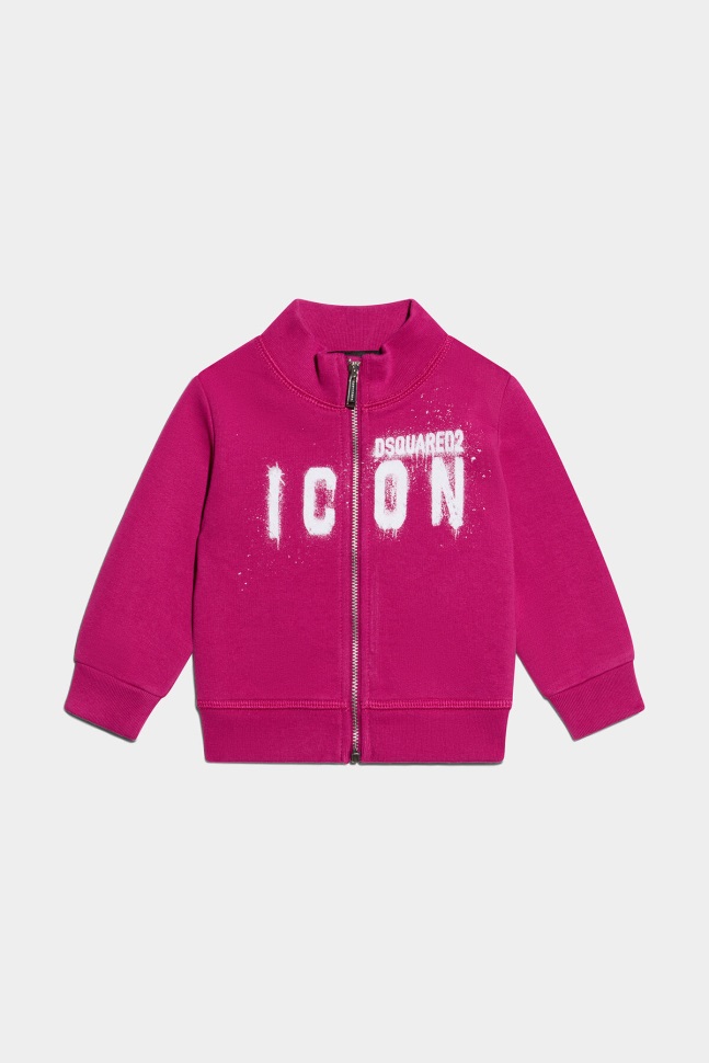 Dsquared2 Iconic FUCHSIA D2Kids Icon Spray Zipped Sweater