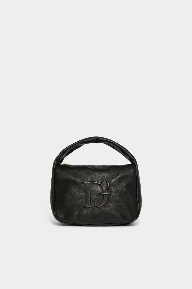 Dsquared2 Iconic D2 Statement Soft Hobo Bag BLACK/NUDE