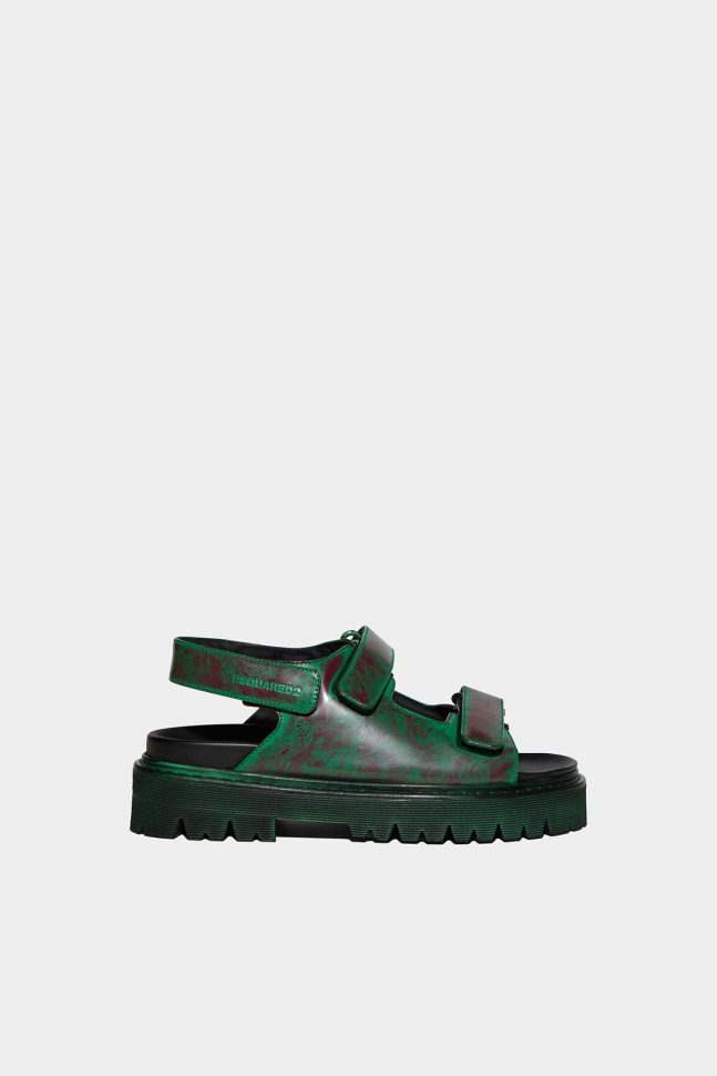 Dsquared2 Iconic Finn Flat Sandals D2 BORDEAUX