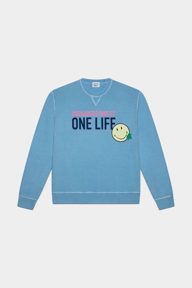 Dsquared2 Iconic Smiley Organic Cotton Cool Fit Sweatshirt D2 AZUL