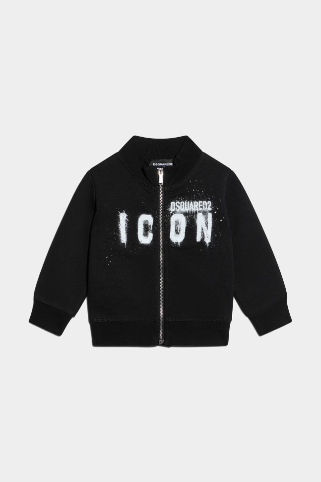 Dsquared2 Iconic D2Kids Icon Spray Zipped Sweater FUCHSIA/BLACK