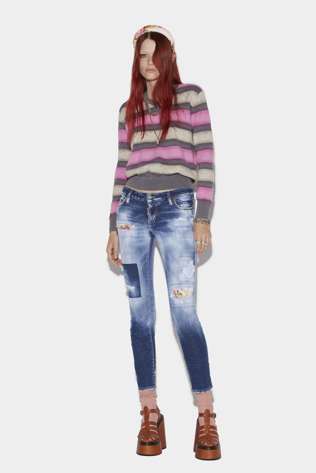 Dsquared2 Iconic Medium Dark Knee&Leg Patch Wash Jennifer Jeans