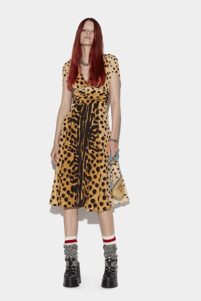 Dsquared2 Iconic Deep-V Longuette Dress FANTASY D2 FANTASY