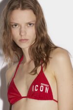 Dsquared2 Iconic Be Icon Bikini Top BLACK/RED - Image 3