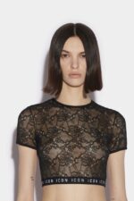 Dsquared2 Iconic Be Icon Crop Top BLACK/CYCLAMEN
