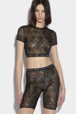 Dsquared2 Iconic Be Icon Crop Top BLACK/CYCLAMEN - Image 3