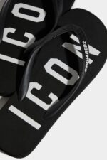 Dsquared2 Iconic Be Icon Flip Flops BLACK - Image 4
