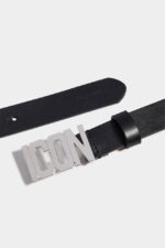 Dsquared2 Iconic Be Icon Plaque Belt BLACK - Image 3