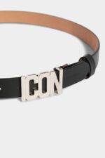 Dsquared2 Iconic Be Icon Plaque Belt BLACK/BLACK - Image 3