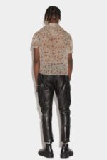 Dsquared2 Iconic BEIGE Scruffed Leather Combat Trousers - Image 2