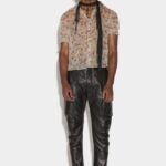 Dsquared2 Iconic BEIGE Scruffed Leather Combat Trousers