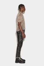 Dsquared2 Iconic BEIGE Scruffed Leather Combat Trousers - Image 3