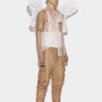 Dsquared2 Iconic BEIGE Scruffed Leather Combat Trousers D2